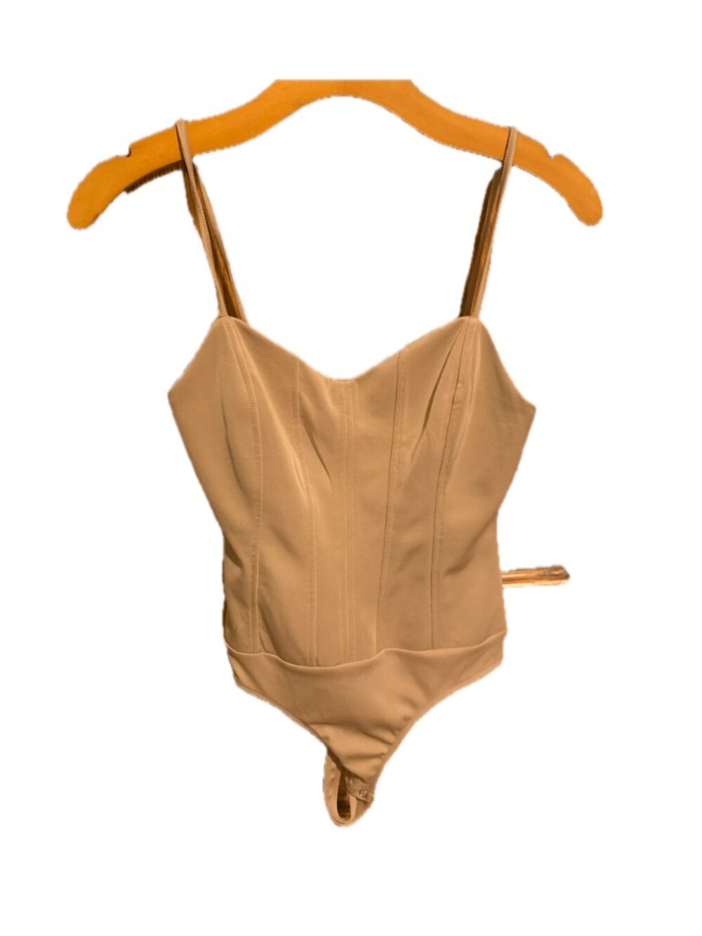Intempo bodysuit, corset boning, spaghetti straps tan, xs